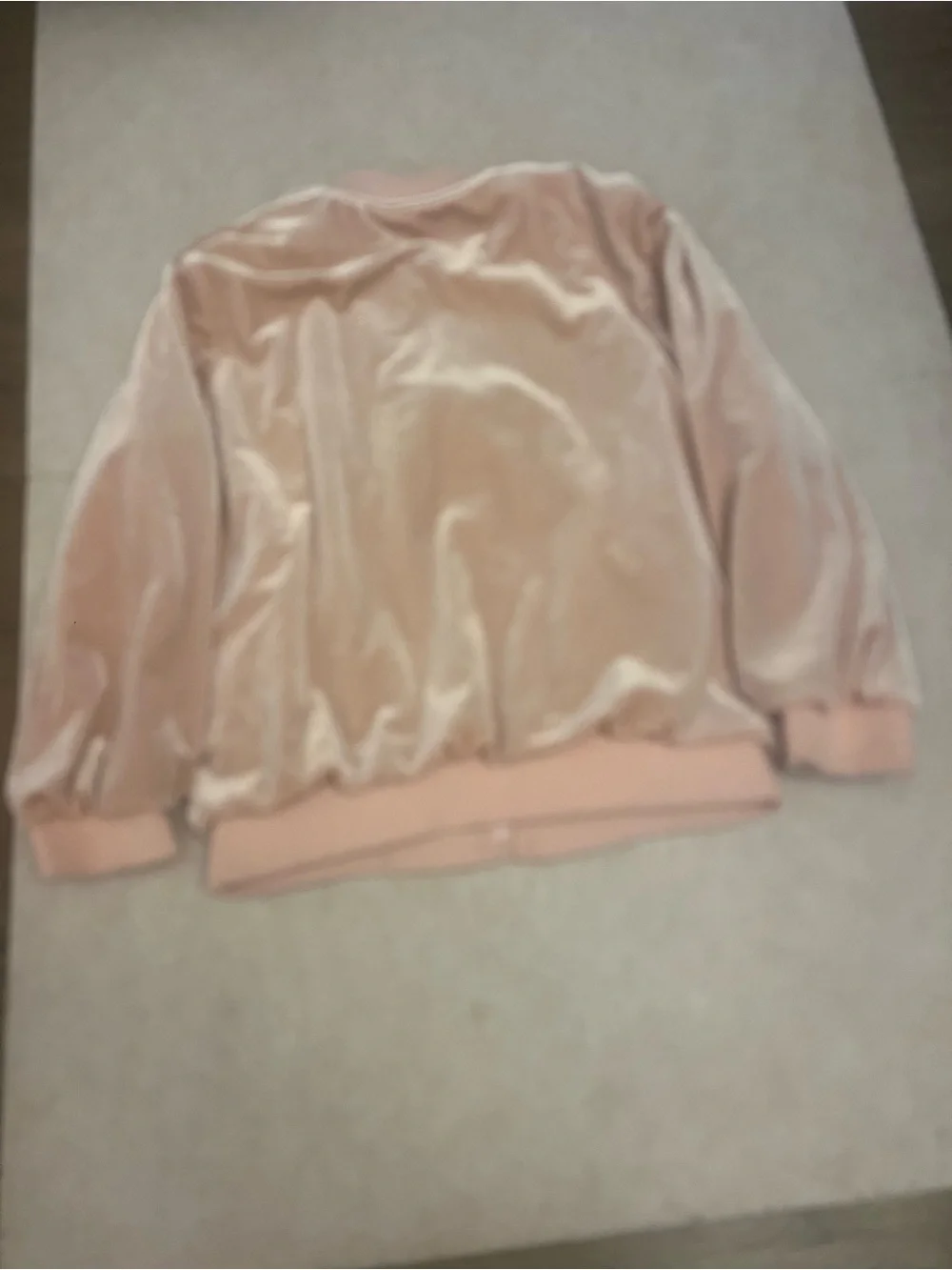 Doe A Dear Girls Blush Pink Velvet Bomber Jacket Size 6 Varsity A Patch